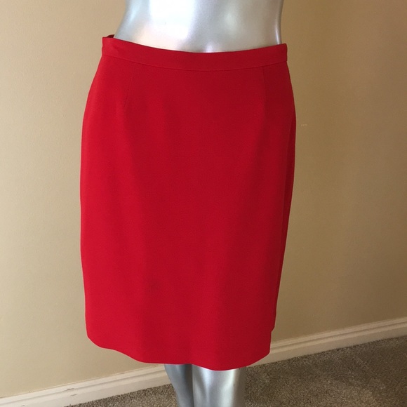 Vintage DKNY Bright Red Crepe Skirt - Picture 1 of 13